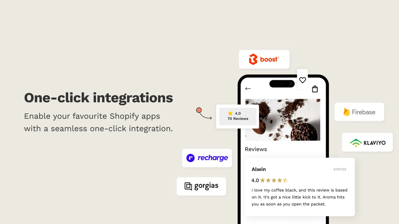 Seamless one-click integration with Shopify apps