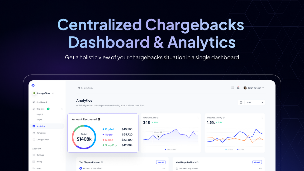 Centralized Chargebacks Dashboard and Analytics