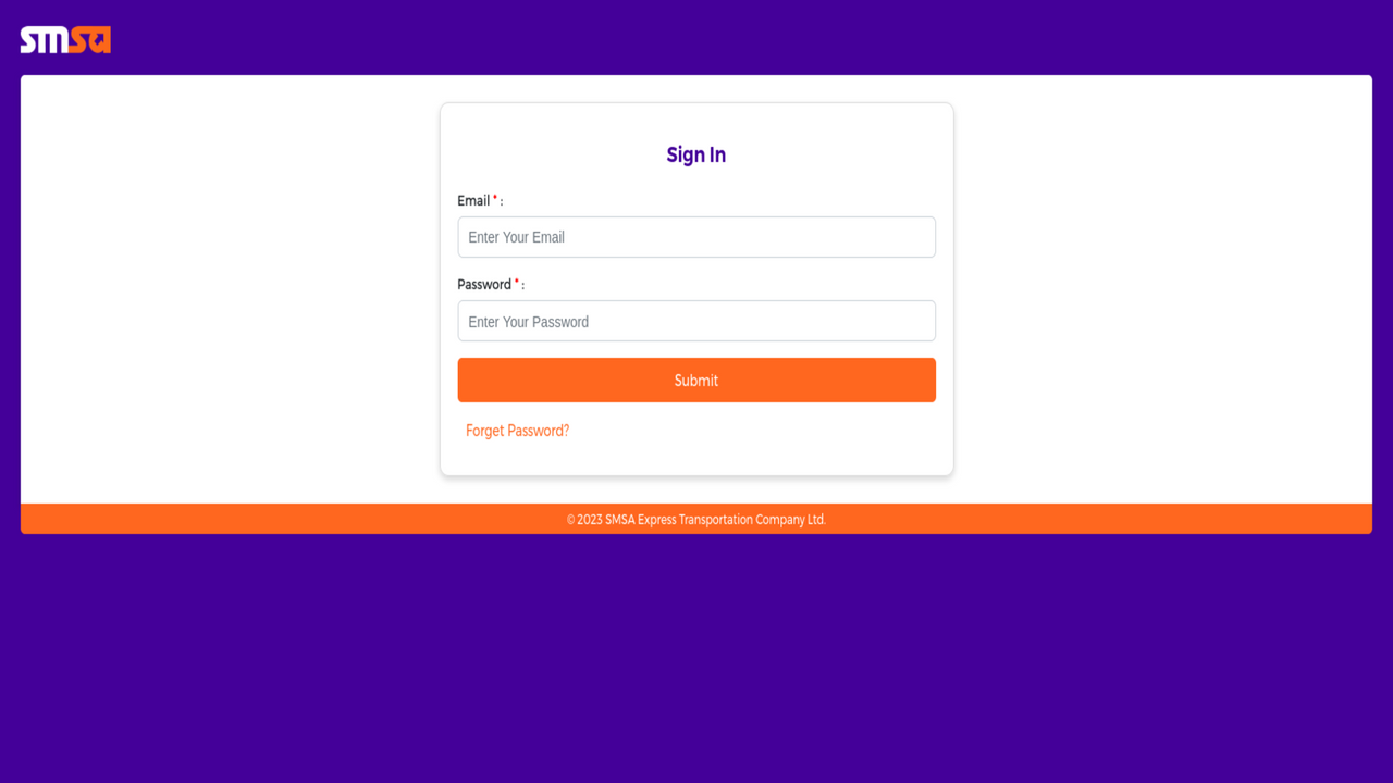 Login page