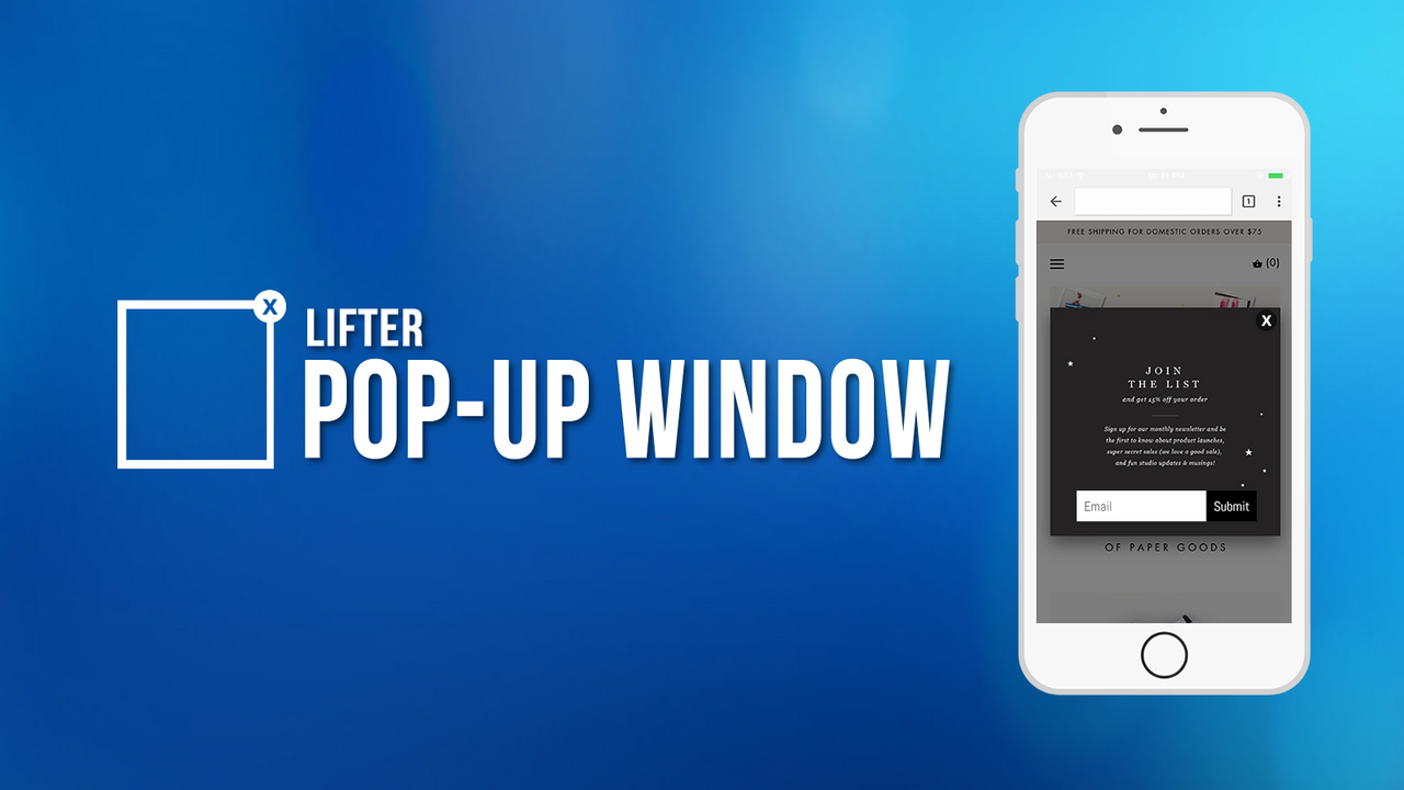 Lifter Pop‑Up Window