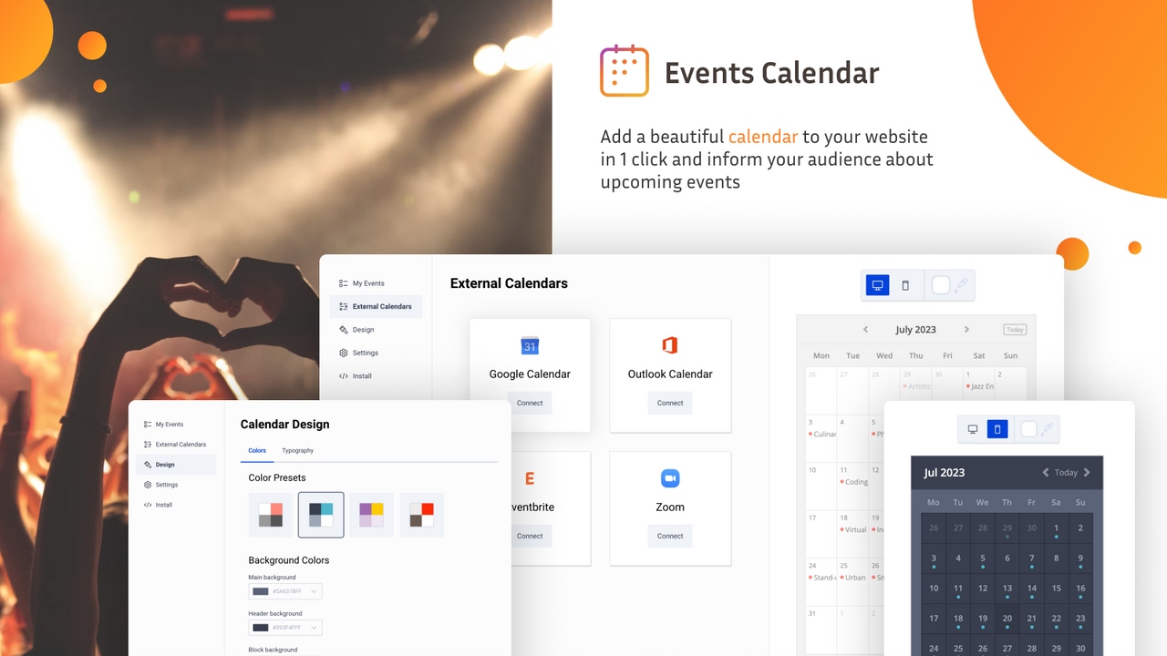 Get a beautiful Events Calendar for your shop!