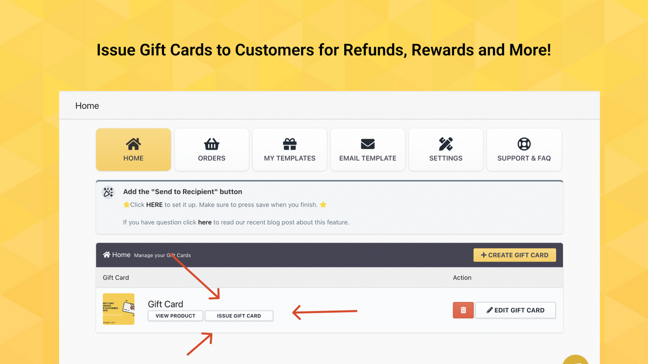 Incentivize your customers by easily sending gift cards to them