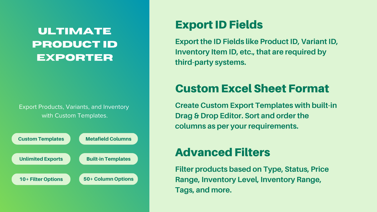 Ultimate Product ID Exporter. Export Product & Variant ID Fields