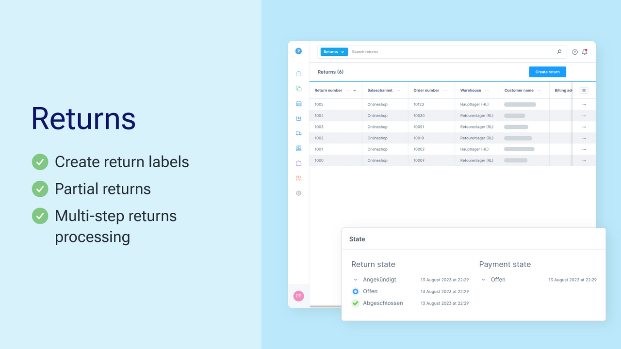 Process returns efficiently in a multi-step process