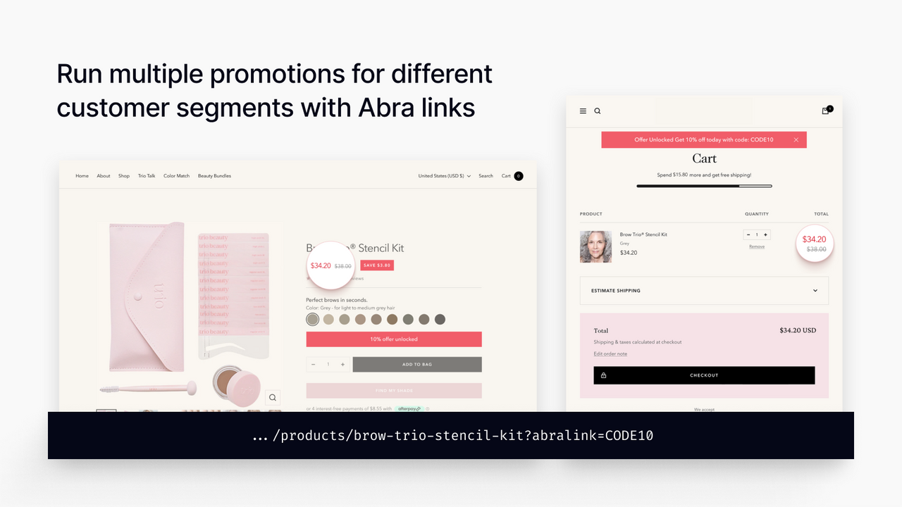 Run targeted promotions for customer segments with Abra links