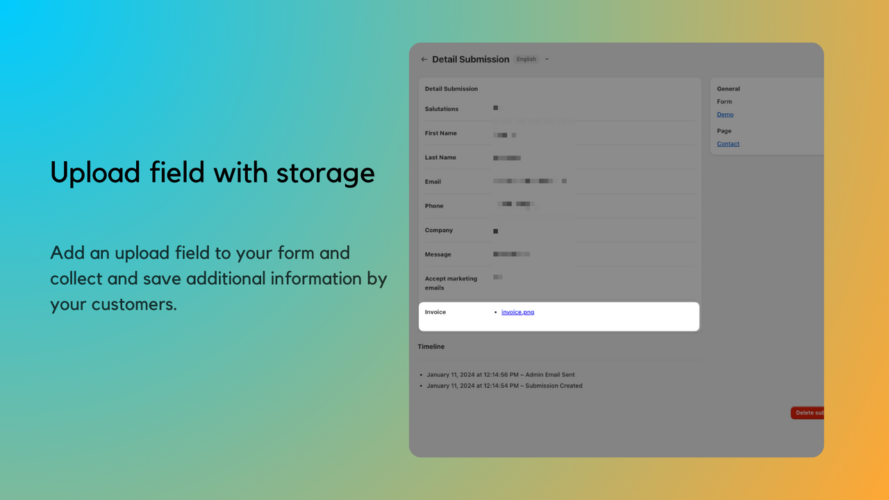 add an upload field to your form for images or files