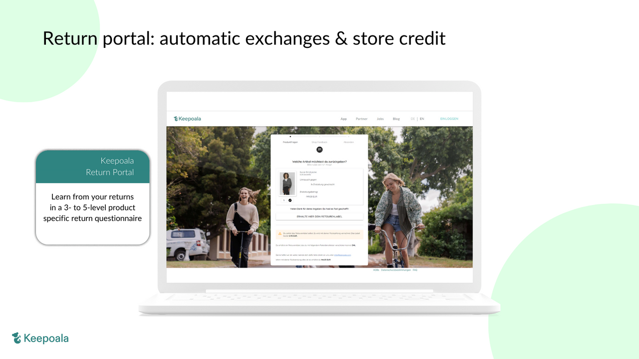 Add-on return portal: automatic exchanges & store credit