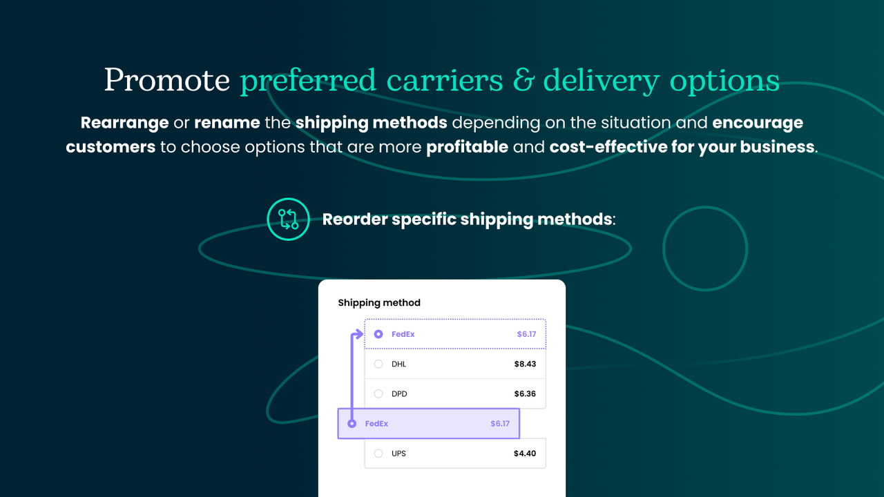 Reorder shipping methods in Shopify store depending on situation