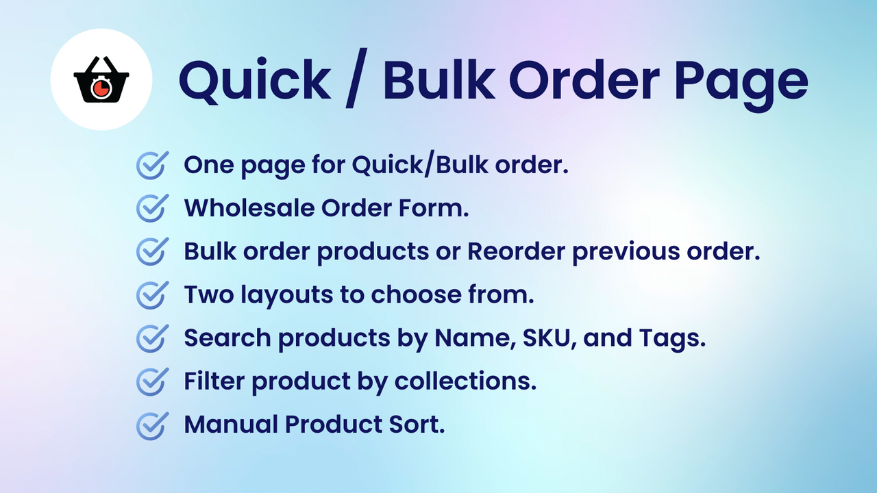 Quik ‑ Quick / Bulk Order Page