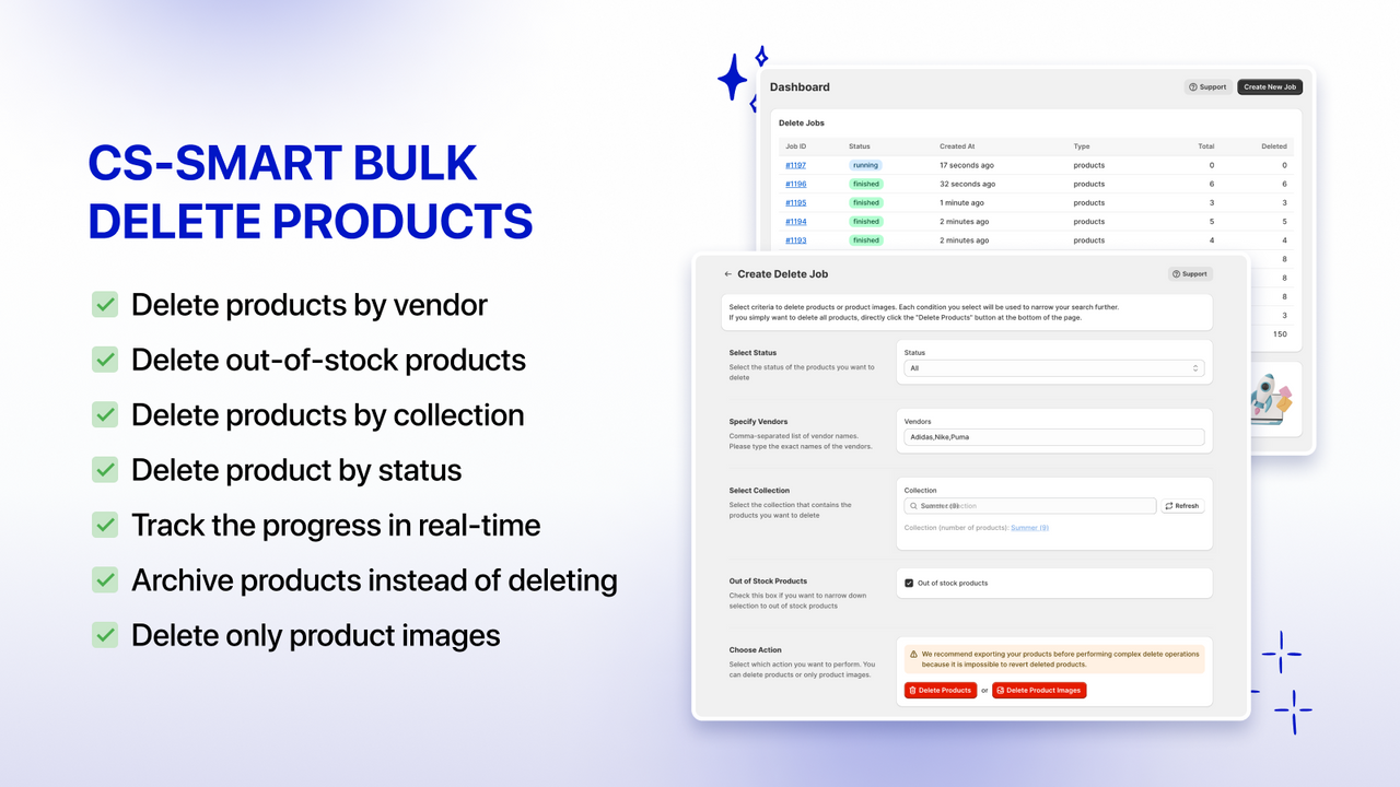 Bulk delete products or product images by criteria