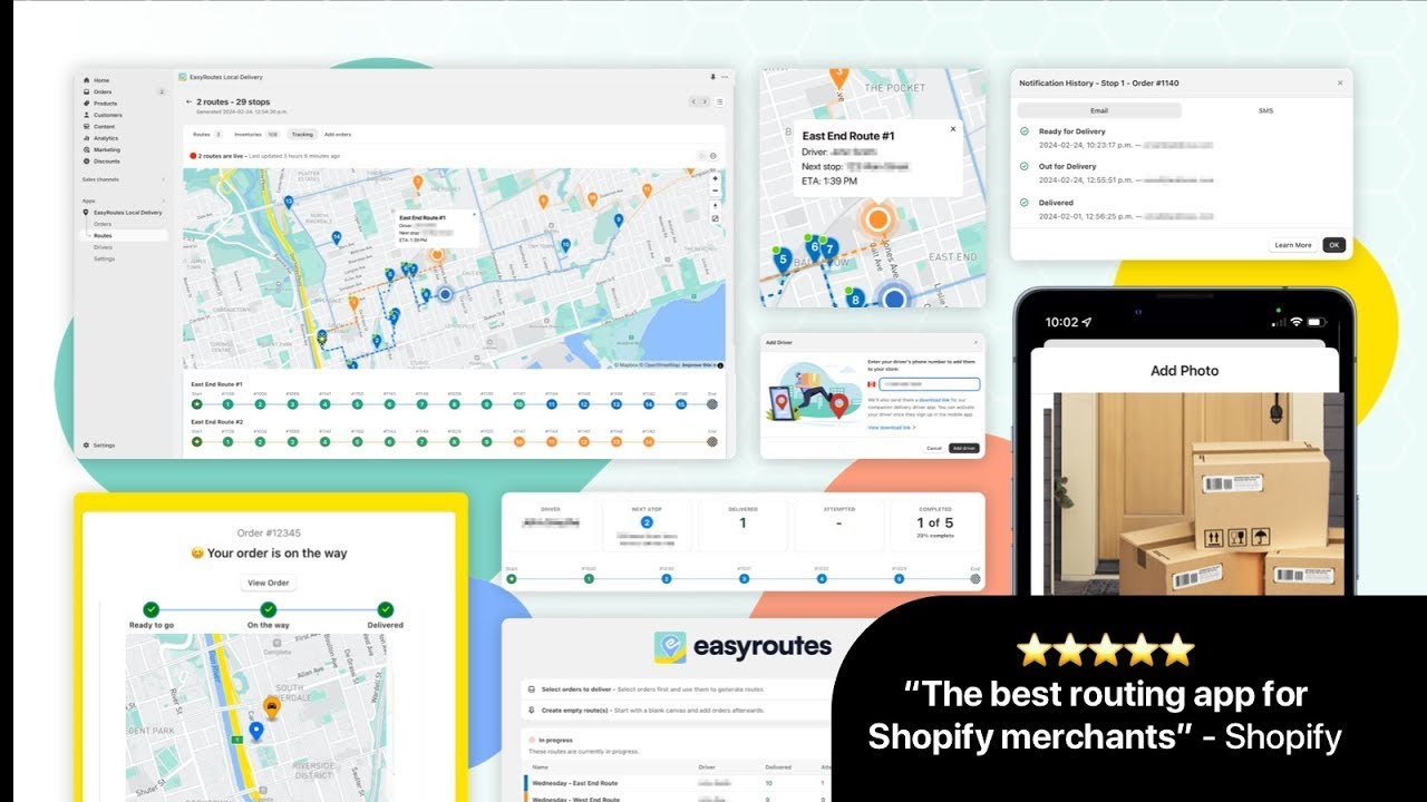 Efficient local delivery planner with route optimization & real-time tracking for Shopify merchants.