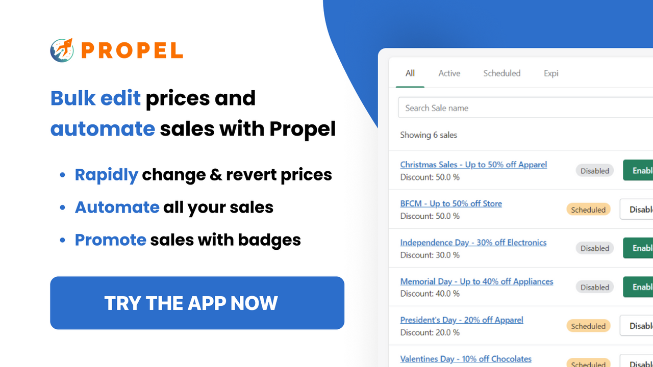 Propel Sale Bulk Price Editor