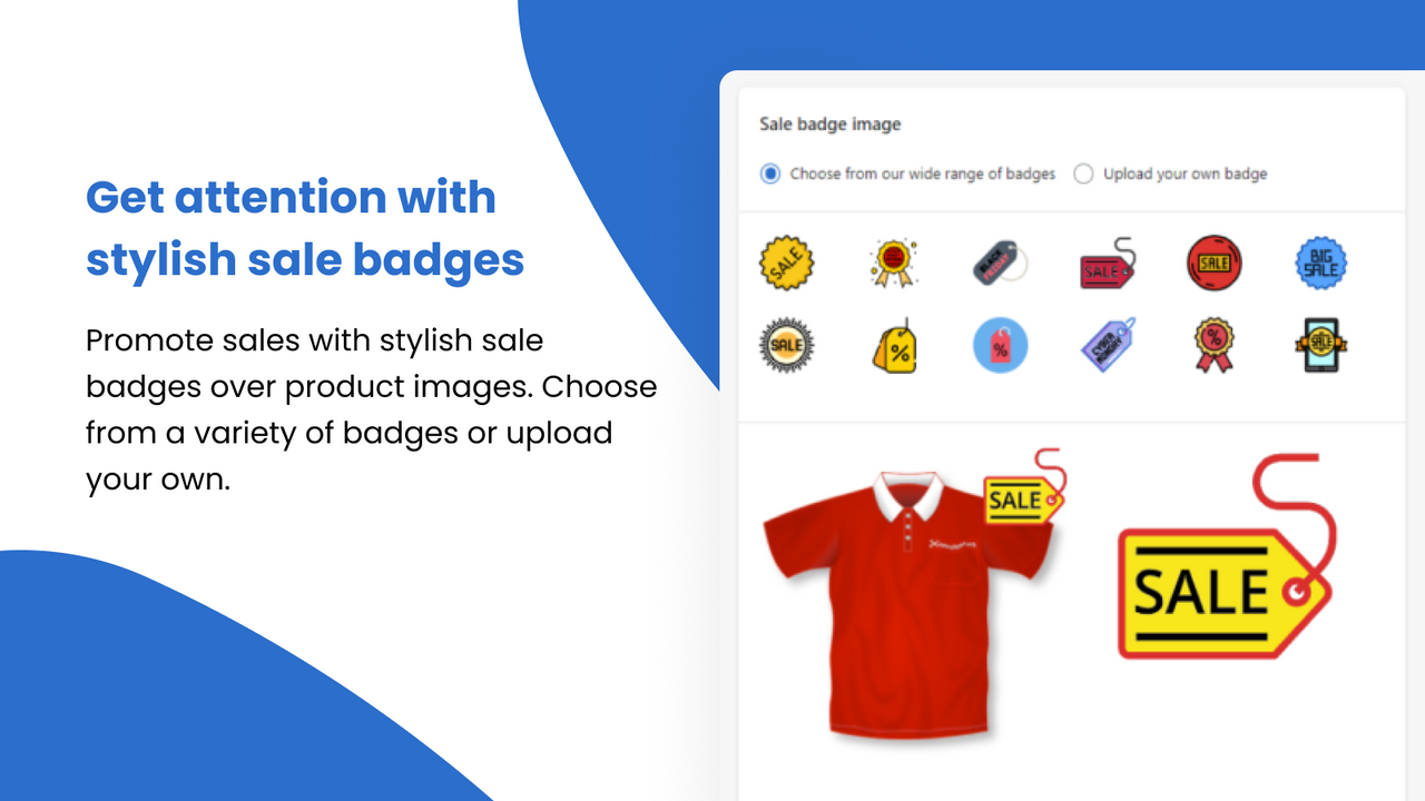 Add stylish sale badges over product images.