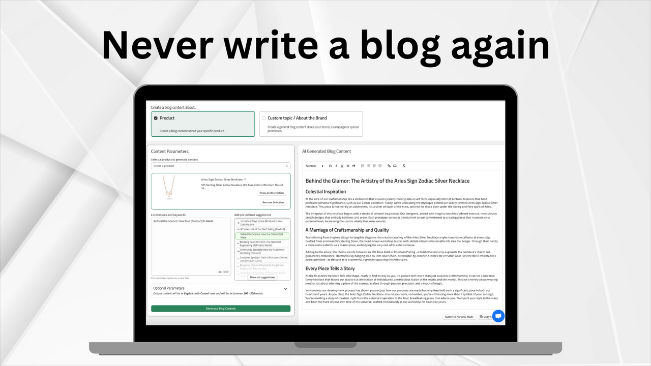 Instant Blog Copywriting and AI Content Creation