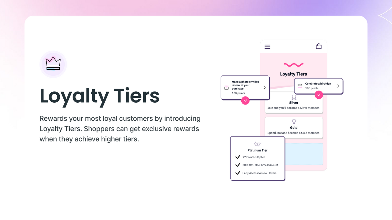 Loyalty Tiers, Shopify loyalty app, influence.io