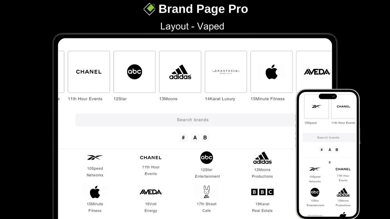 Vaped Brand Page Shopify Pro Layout - Desktop & Mobile