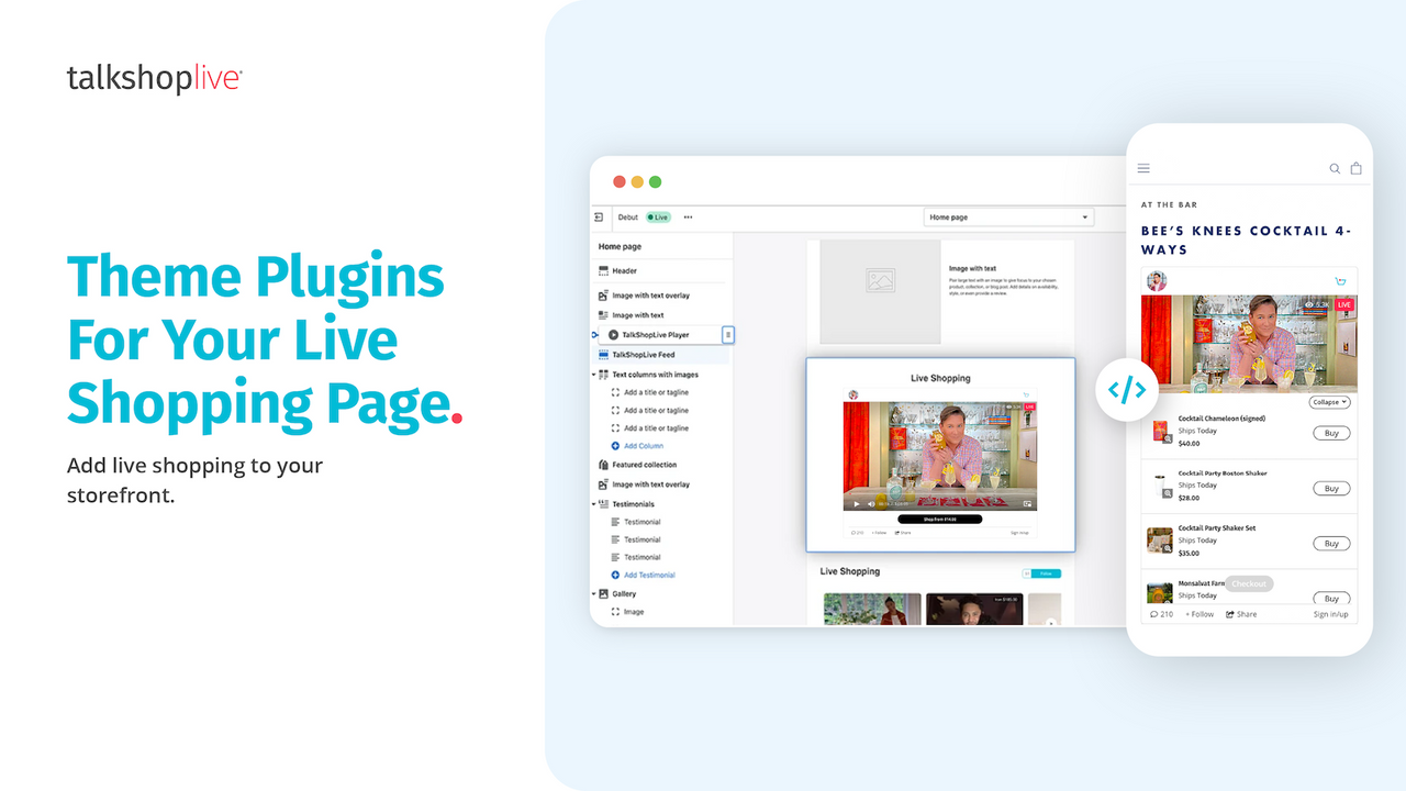 Live shopping page with theme plugin