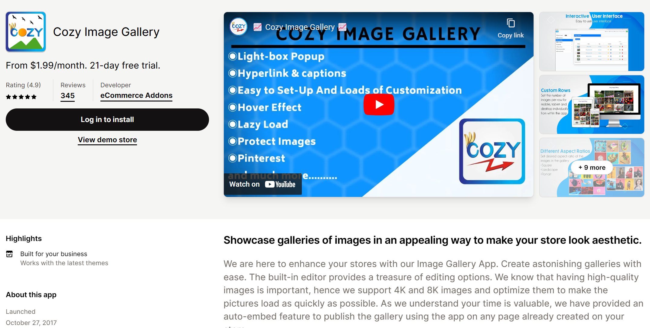 Cozy Image Gallery - Visual Merchandising app For Shopify