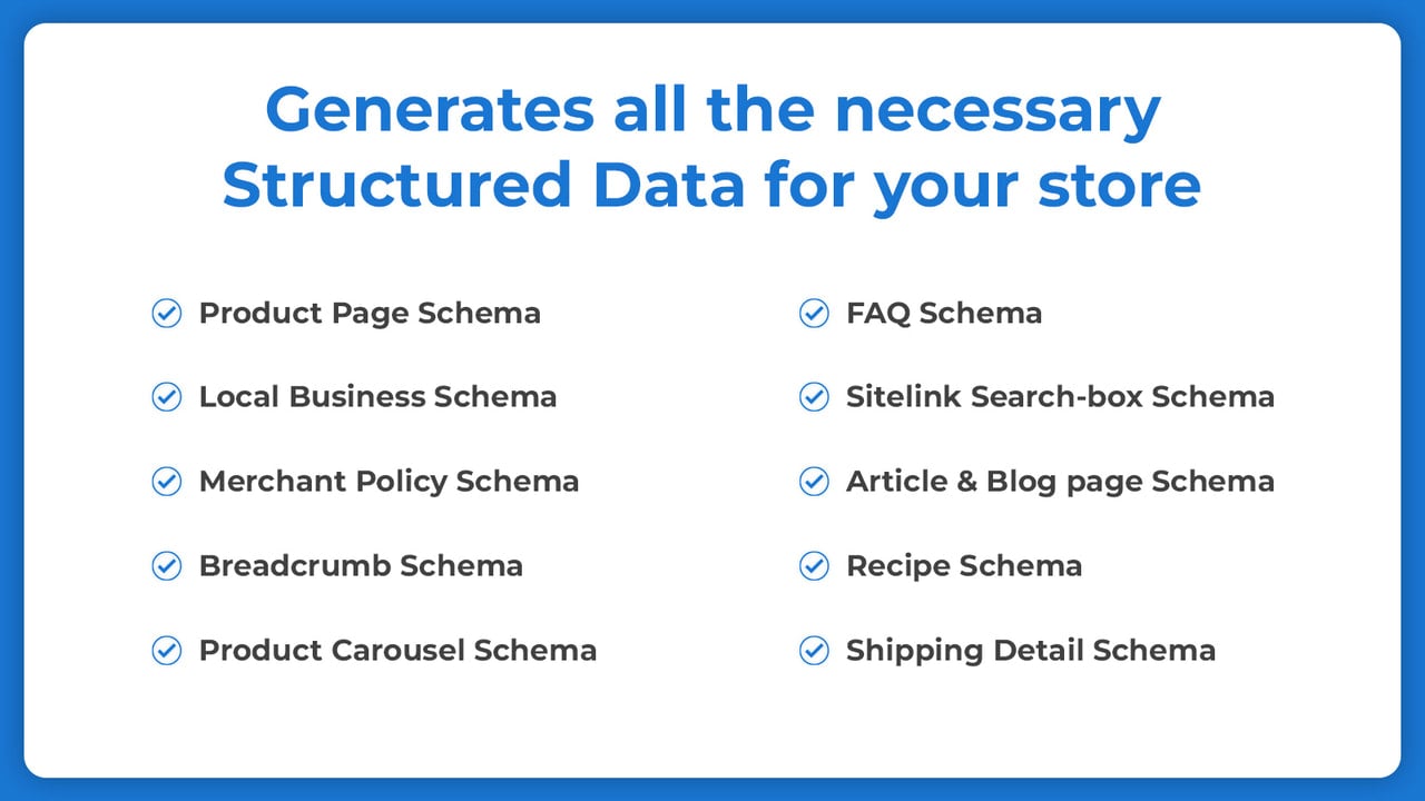 JSON-LD app generates all kind of schema needed on Shopify store
