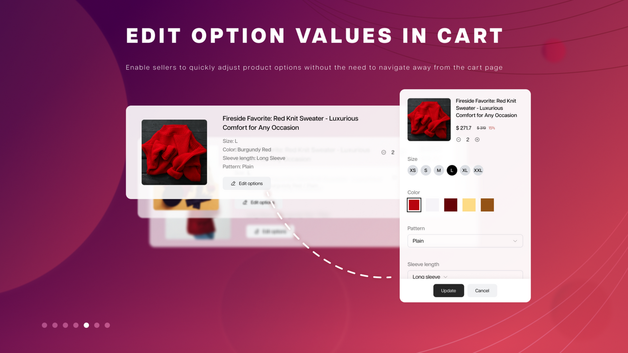 Edit option values in cart