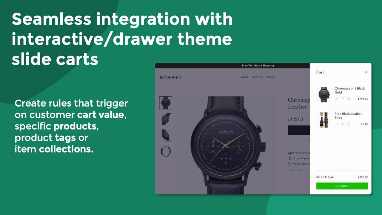 Seamless integration with interactive/drawer carts.