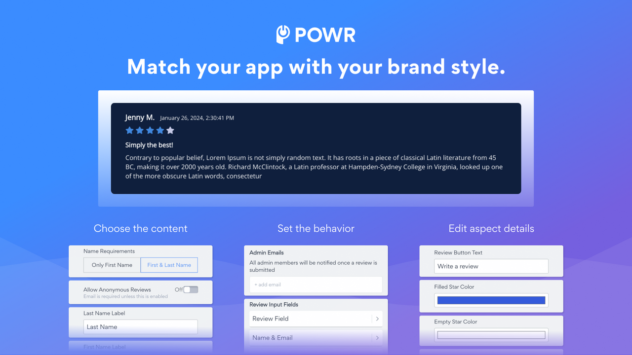 POWR: Reviews + Star Ratings