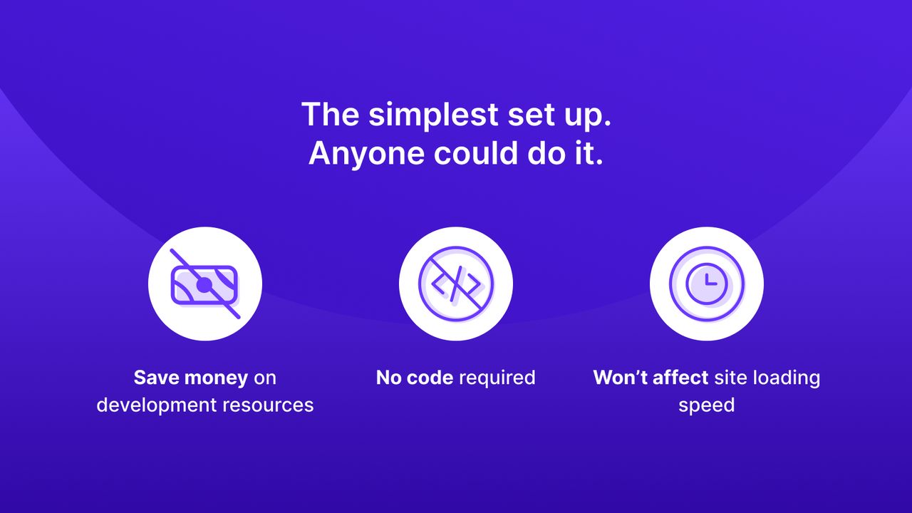 Easy to set up, no code required, won't affect site speed