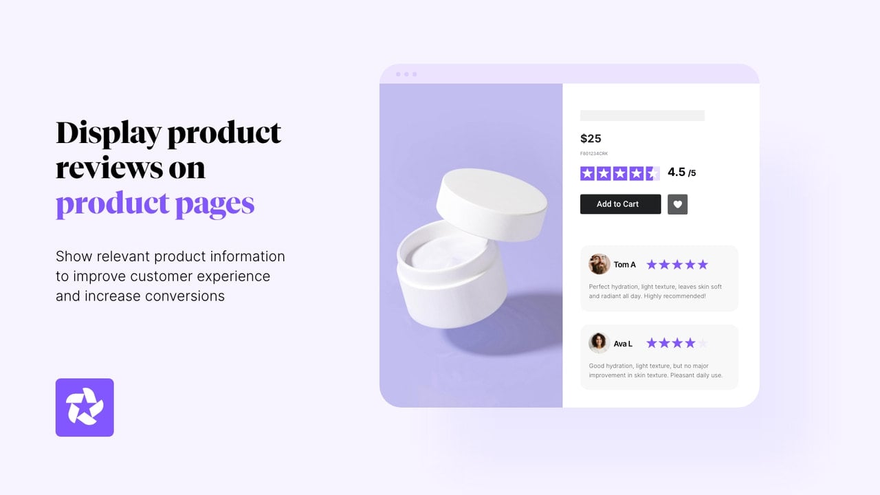 Display product reviews on product pages