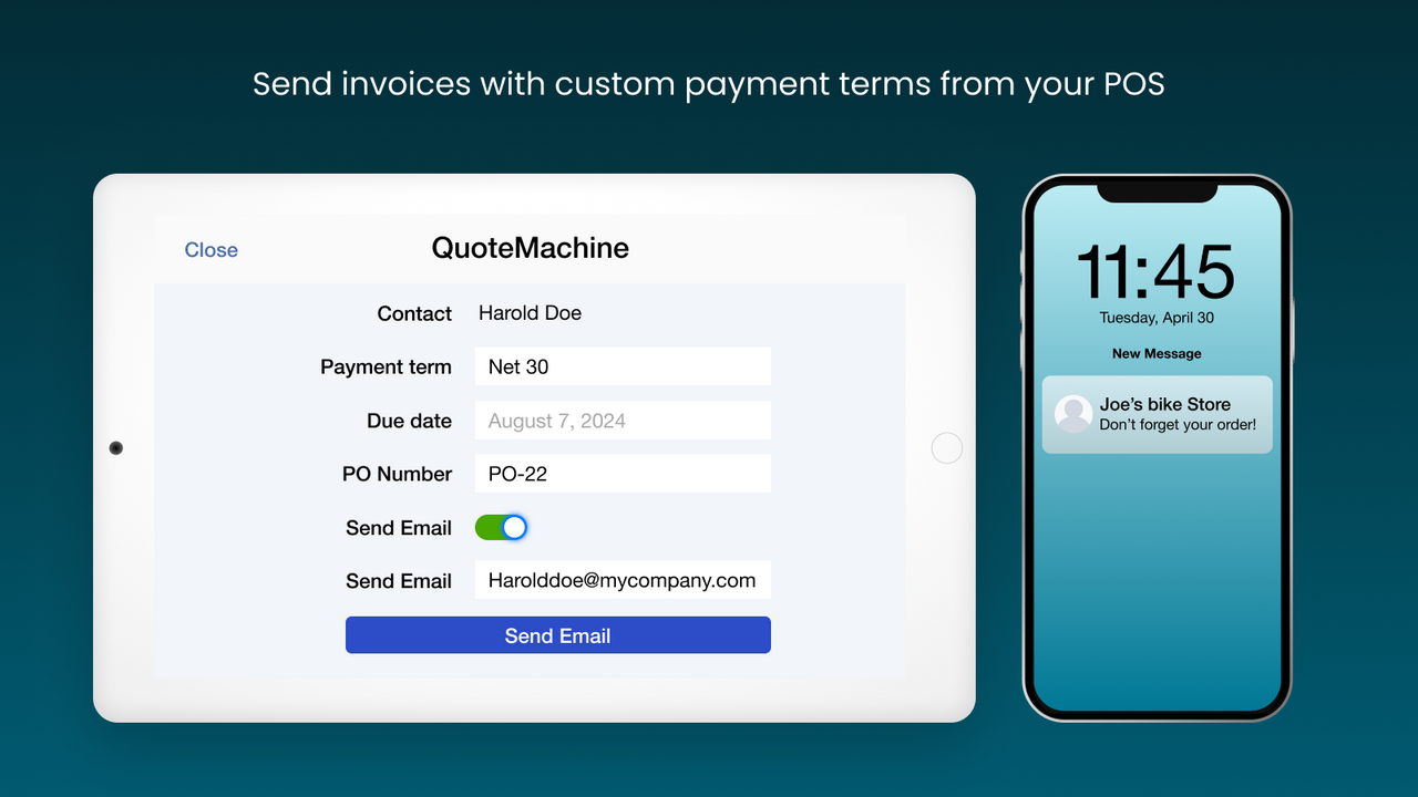 Collect payment & send invoices with custom payment terms