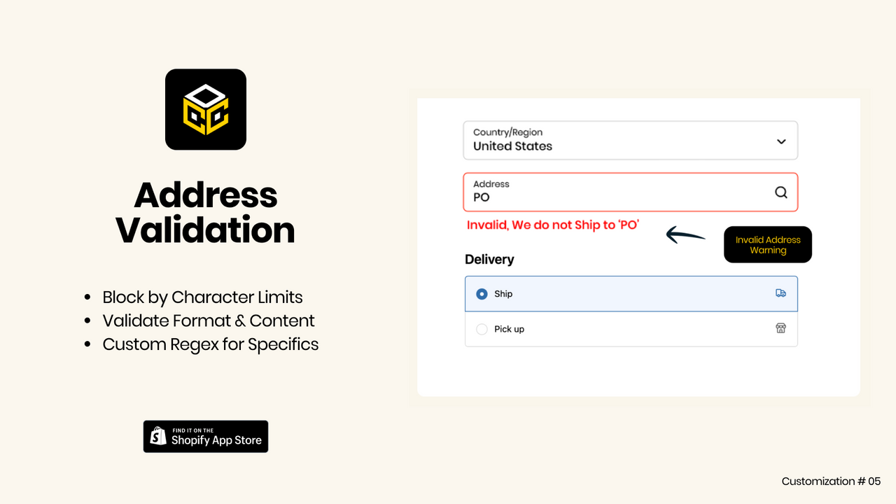 Checkout Address Validation - Dynamic Checkout Customizer