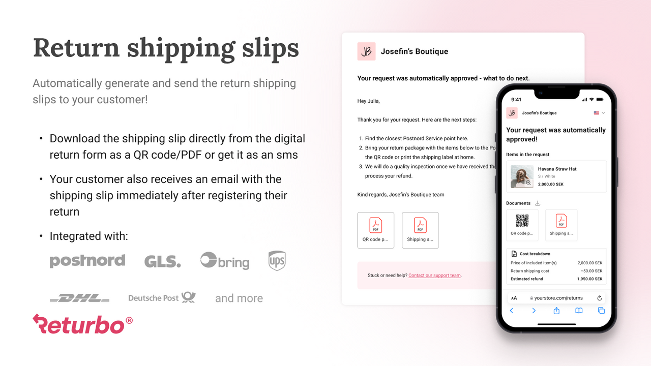 Autogenerated return shipping slips