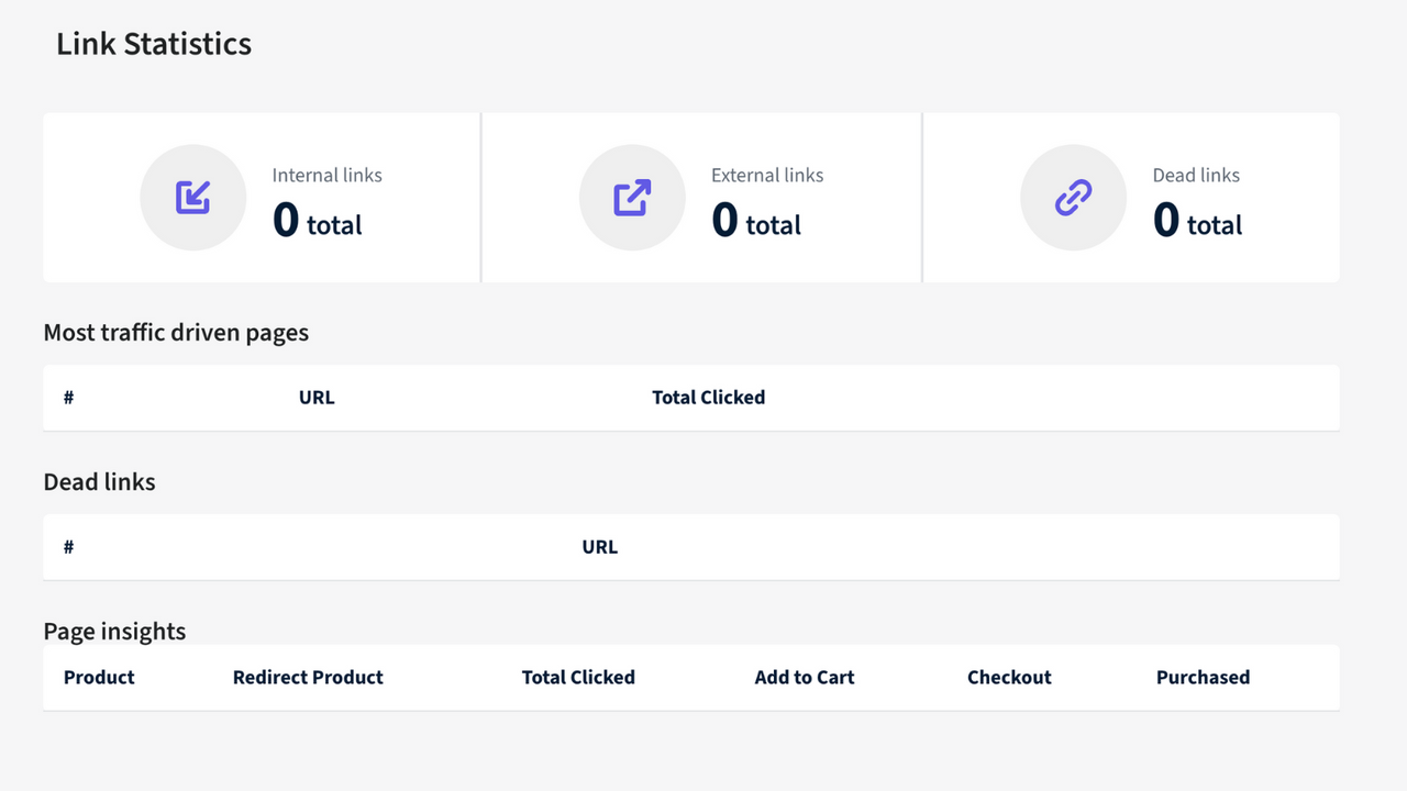 Dashboard of on page seo linkify