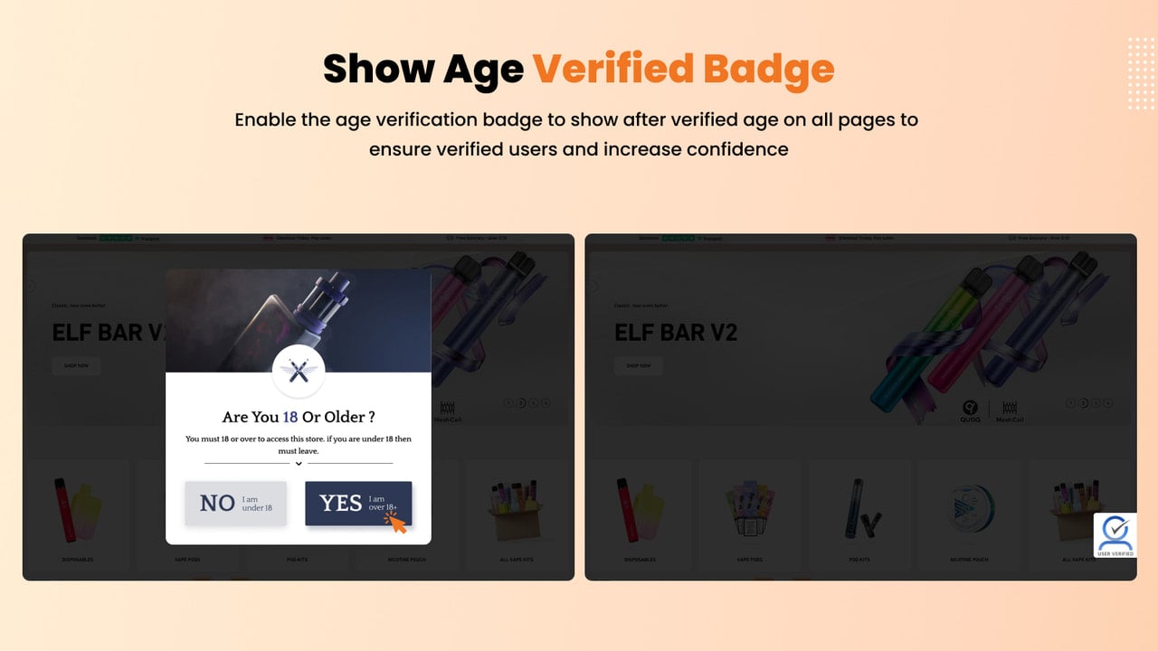Age Verification Popup - warning message