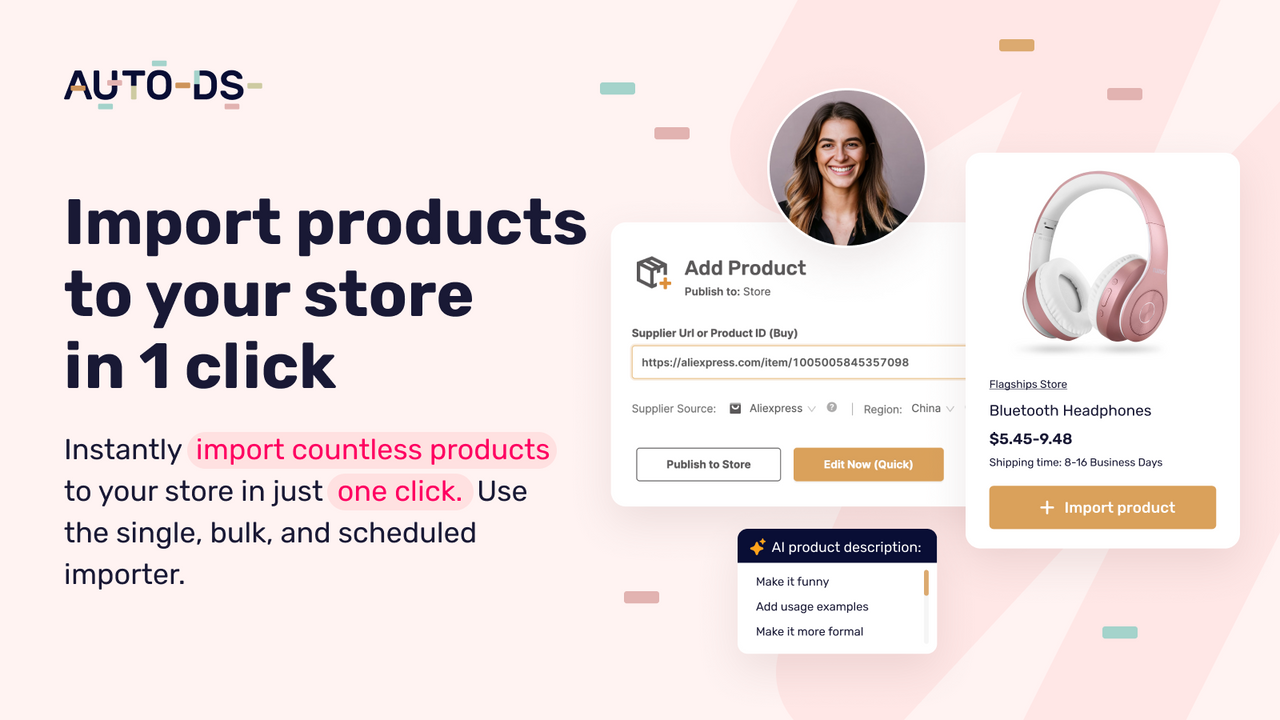 Import trending dropshipping products to your store in one click