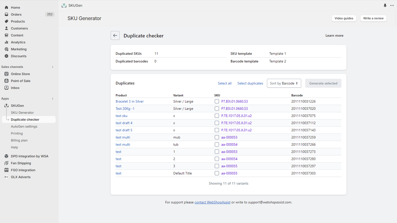 Duplicate checker page