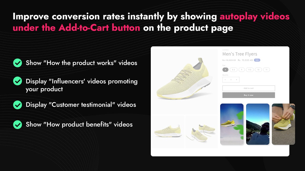 Autoplay Videos Under Add to Cart - ReelUp