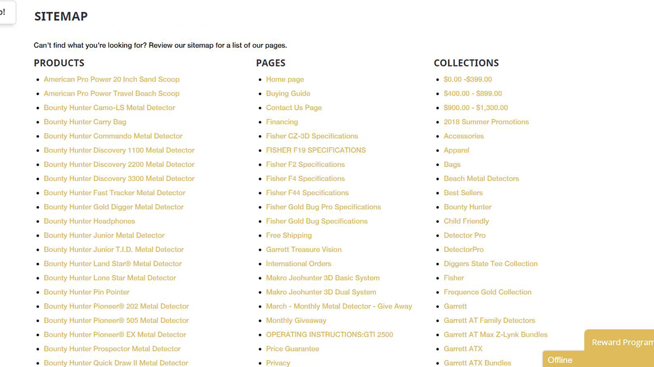 3-column sitemap layout