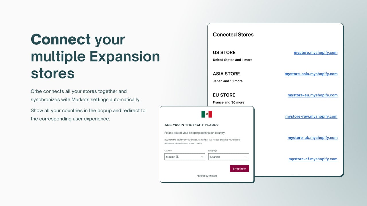 Connect your multiple Expansion stores for country redirect