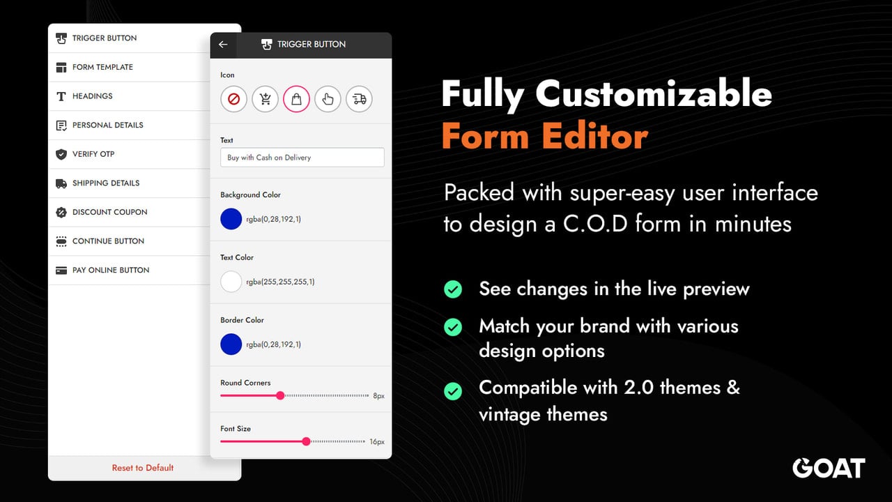 GOAT COD Forms - Customizable Form