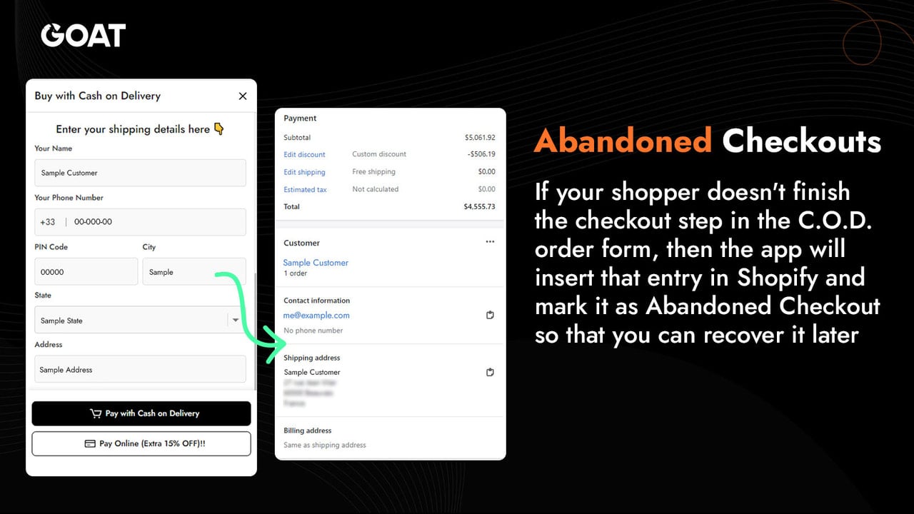 GOAT COD Forms - Abandoned Checkouts