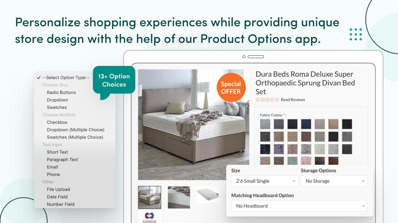 Personalized shopping experiences with unique product options.