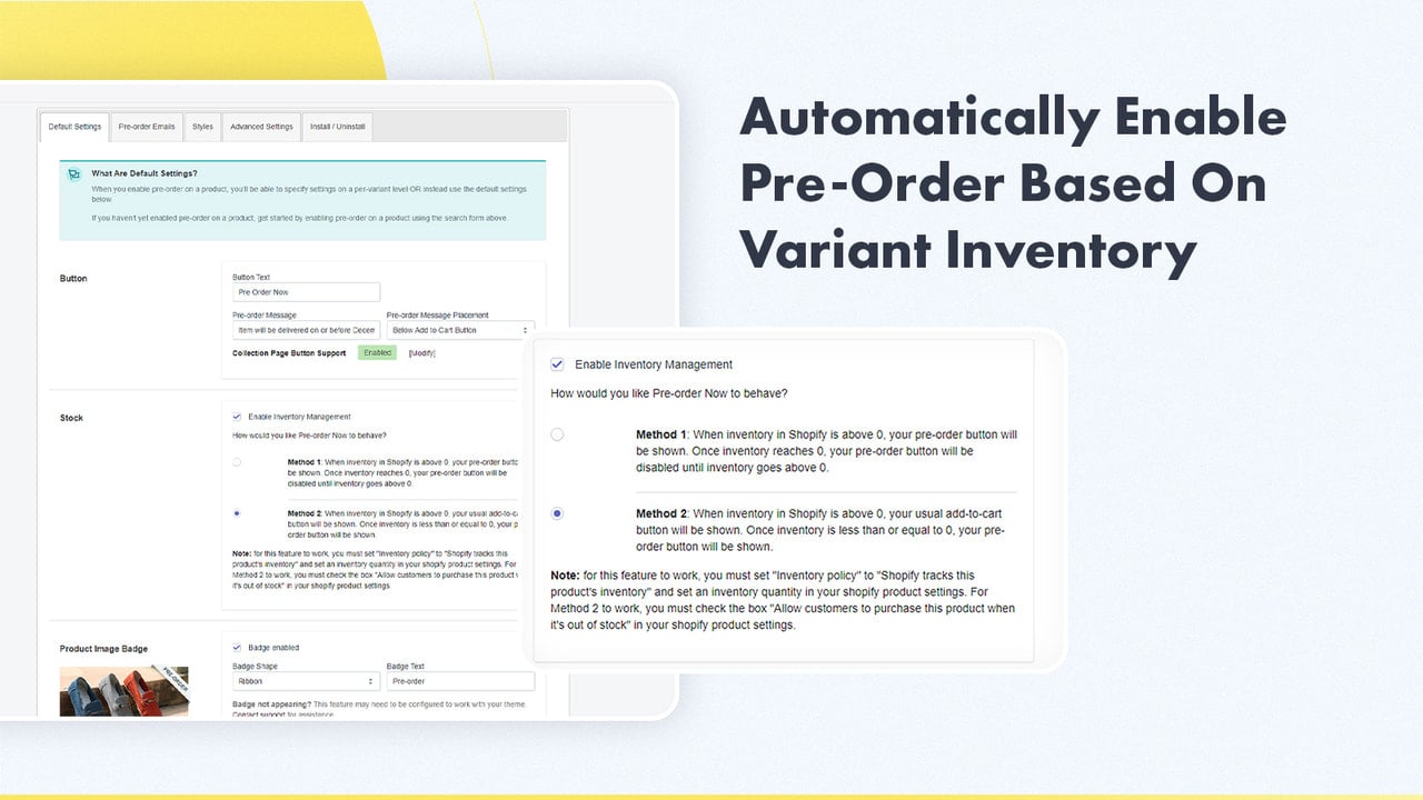 Automatically enable preorder based on variant inventory