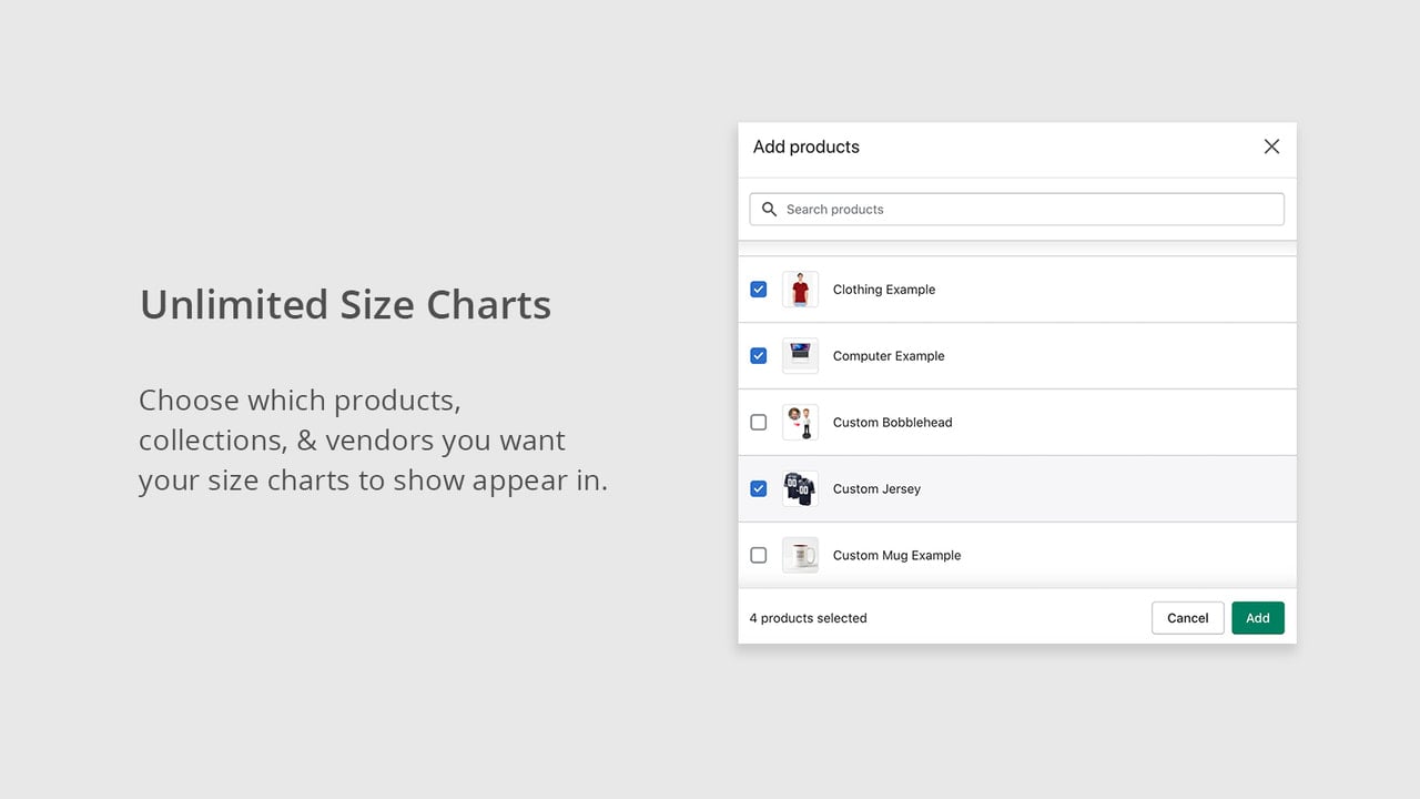 shopify Size chart app for shopify size chart, size guide,
