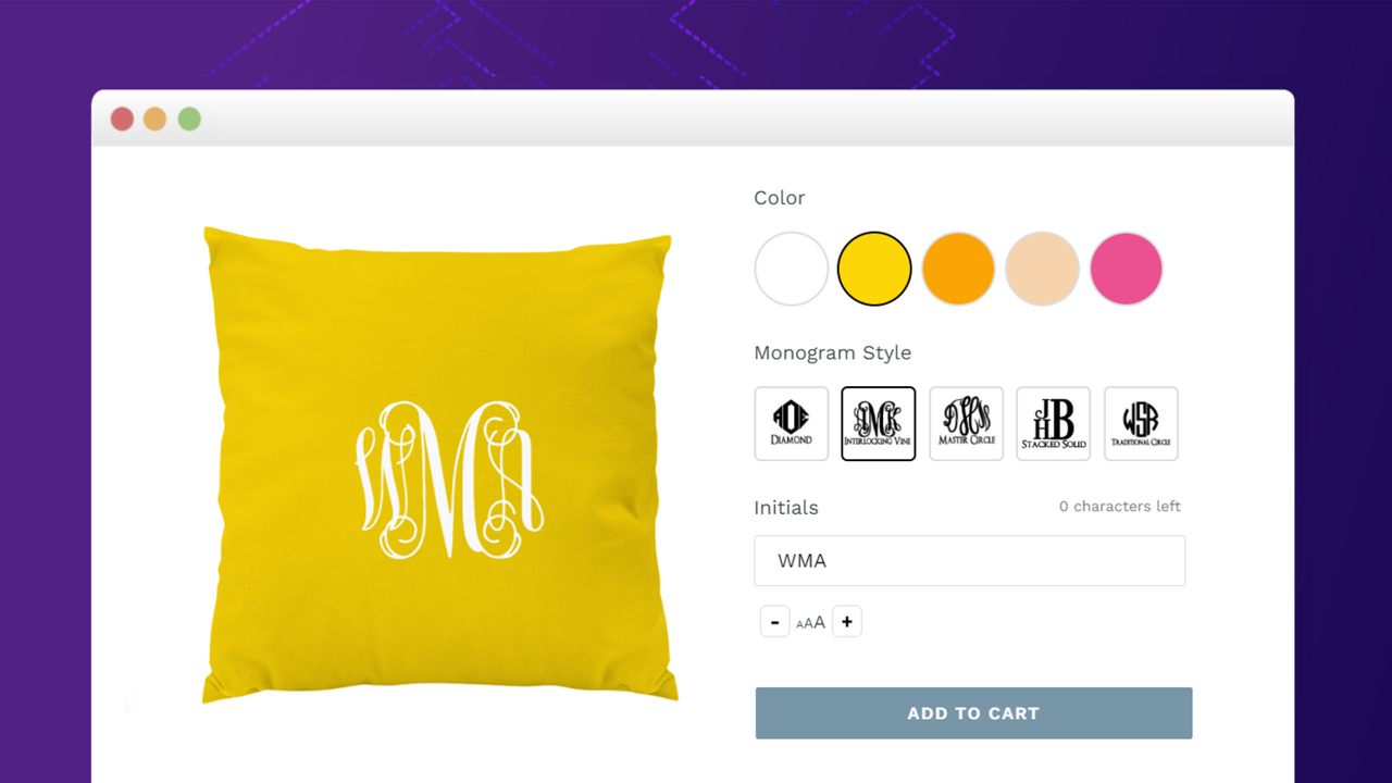 Pillow Customizer, Monogram