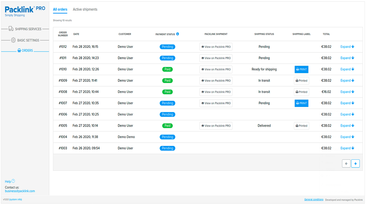 Save time: All your shipments in a unique control panel