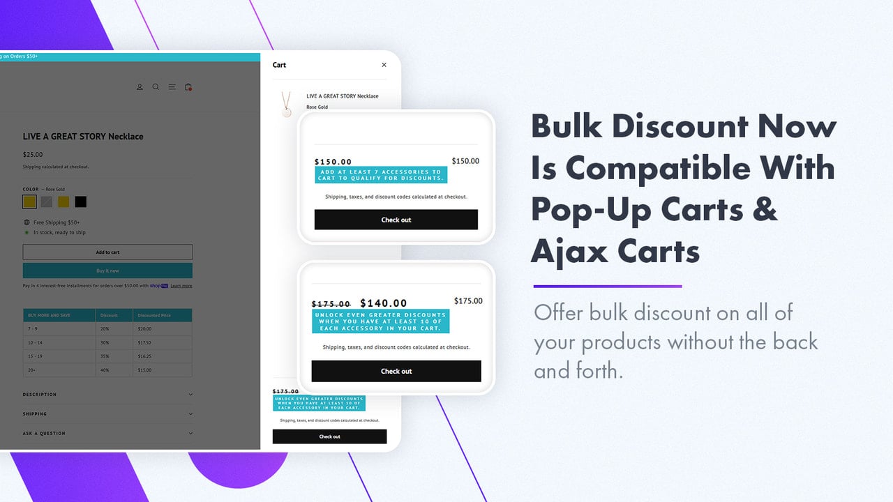 Quantity break compatible with Ajax carts