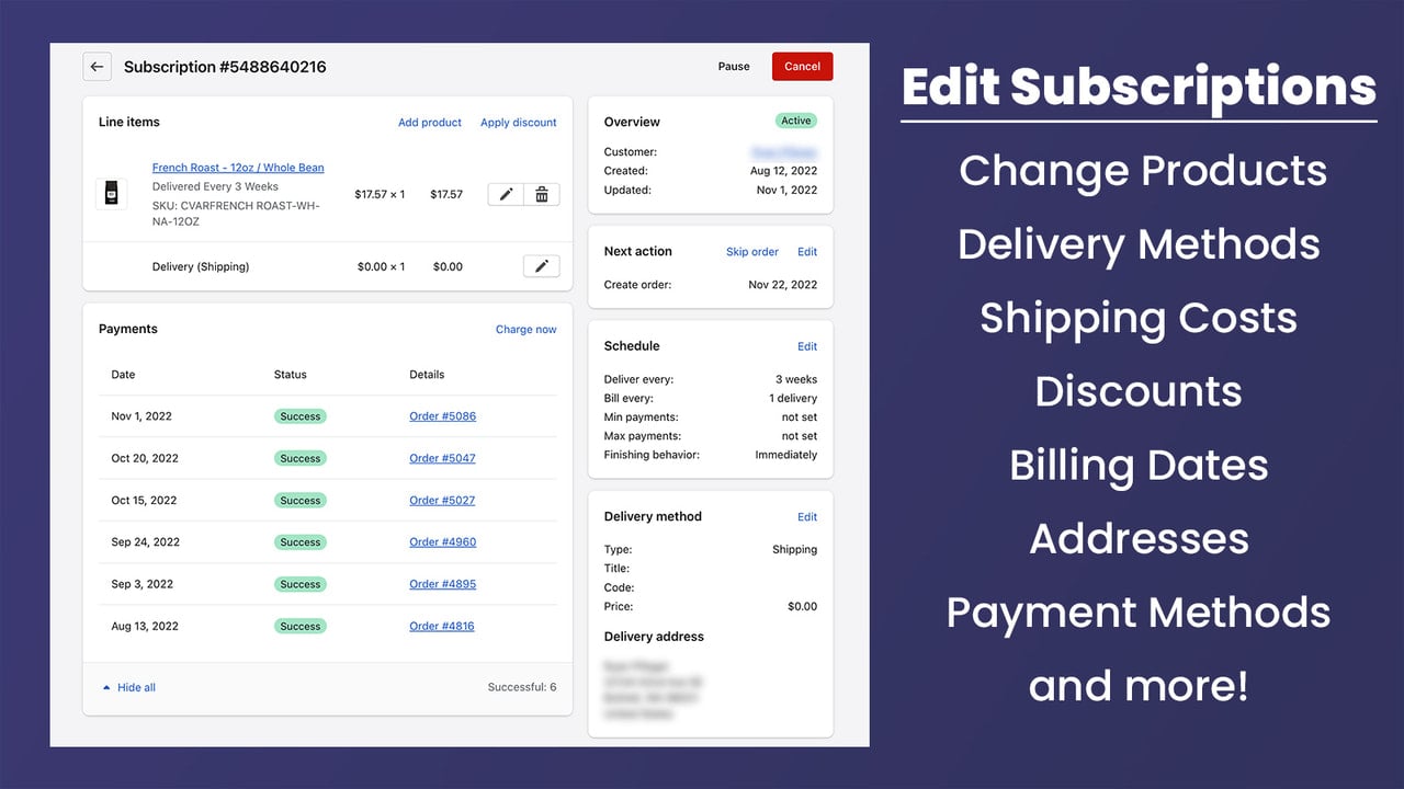 Edit every aspect of subscriptions with flexible admin tools