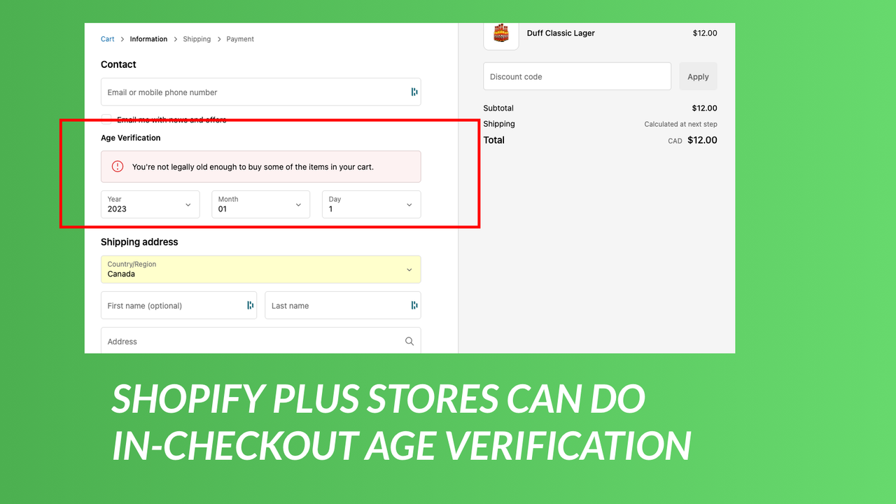 Shopify Plus age verification
