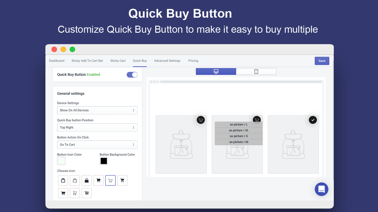 Customize Your Quick Buy Button