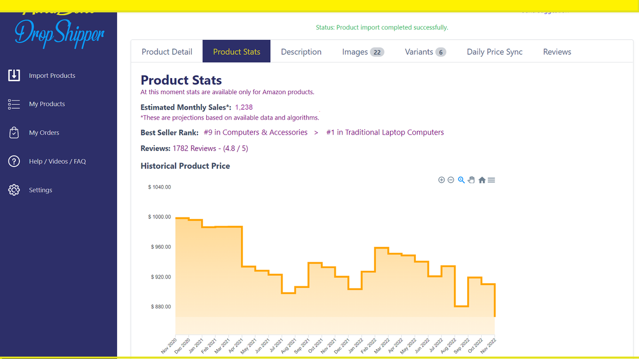 Estimated Monthly Sales, Price History, Reviews, Best Sell Rank